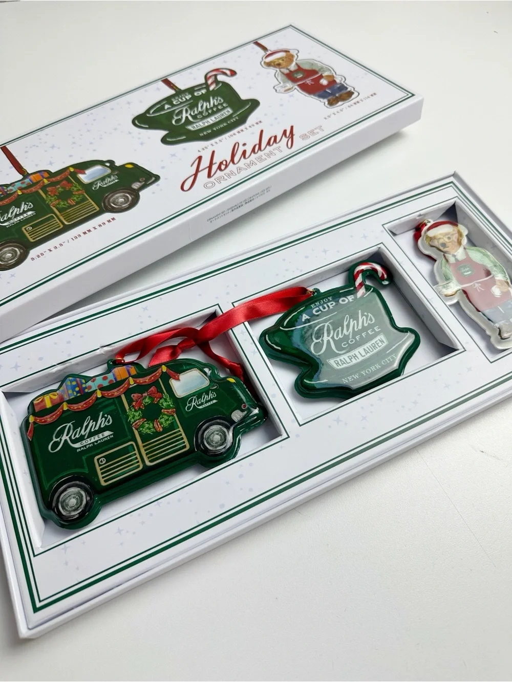Ralph’s Coffee Polo Ralph Lauren Home Holiday Ornament Gift Set NIB